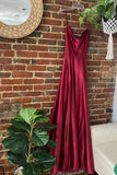 Elegant A line Spaghetti Straps Burgundy Backless Long Prom Dresses Party Dress Summer 20th Birthday Outfits 18th Birthday Dress Inspo For Teens HZ1121