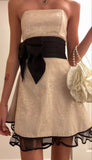 Cute A Line Strapless Satin Champagne Mini Short Formal 8th Grade Homecoming Dresses Summer Middle School Hoco Dress 18th Birthday Outfits HZ1121