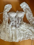 Cute A line Sweetheart Short Lace White Summer Birthday Dress Hoco Dress Mini Birthday Outfit 23rd Birthday Party Dresses HZ1121
