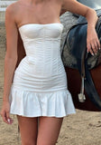 Simple Sheath Strapless White Homecoming Dress Summer Hoco Dresses Cocktail Dress HZ1121