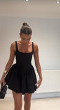 Simple Ball Gown Square Black Homecoming Dress Summer Hoco Dresses Cocktail Dress HZ1121