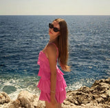 Simple A line Spaghetti Straps Pink Chiffon Homecoming Dress Summer Hoco Dresses Cocktail Dress HZ1121