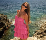 Simple A line Spaghetti Straps Pink Chiffon Homecoming Dress Summer Hoco Dresses Cocktail Dress HZ1121