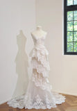 Modest Sweetheart Neck Sheath Wedding Dresses Lace Applique Ivory Bridal Gowns HZ1121