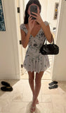 Pretty A Line V Neck Gray Chiffon Formal 8th Grade Homecoming Dresses Summer Middle School Hoco Dress 18th Birthday Outfits HZ1121