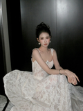 Unique Bridal Gown Mermaid Spaghetti Straps Lace Sleeveless White Wedding Dresses Modest Bridal Gowns HZ1121